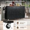 jurmiture 53.5''Farmhouse Kitchen Island with Power Outlet, Rolling Kitchen Cart with Drop Leaf, Storage Cabinet Table, Spice Rack and Drawer for Home, Kitchen and Dining Room (Black) view 4