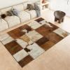Area Rugs Cowhide Patchwork Stripes Printed Rugs Living Room Non-Slip Short Pile Rug 3x4 ft, Farmhouse Style Soft Rectangle Rugs for Bedroom Home Decor Carpet Machine Washable Rug view 1