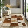 Area Rugs Cowhide Patchwork Stripes Printed Rugs Living Room Non-Slip Short Pile Rug 3x4 ft, Farmhouse Style Soft Rectangle Rugs for Bedroom Home Decor Carpet Machine Washable Rug view 2