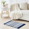 CozeCube Bath mats for Bathroom Non Slip, Fluffy Absorbent Microfiber Bath mat Washable, Aesthetic Bathroom Rugs, Small Navy Blue Striped Bath mat, Navy Blue, 24" x 16" view 2