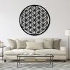 OZF Flower of Life Metal Wall Art, Flower of Life Metal Sign, Geometric Floral Wall Decor, Sacred Geometry Art, Meditation Hanging Decor for Bedroom Living Room Office Yoga Room view 2