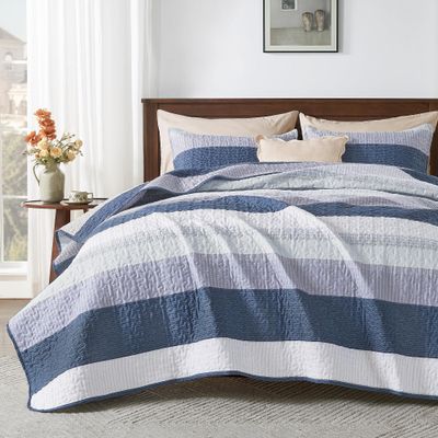 Andency California King Quilt Set - Mineral Blue Lightweight Soft Quilt Cal King - Summer Bedspread California King Size - Bedding Coverlet for All Seasons (Includes 1 Quilt, 2 Pillow Shams)
