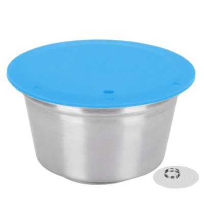 Kuuleyn Coffee Capsule Cup,Refillable Coffee Capsule, Coffee Capsule Stainless Steel Reusable Refillable Filter Cup for Dolce Gusto Coffee Maker (Blue)