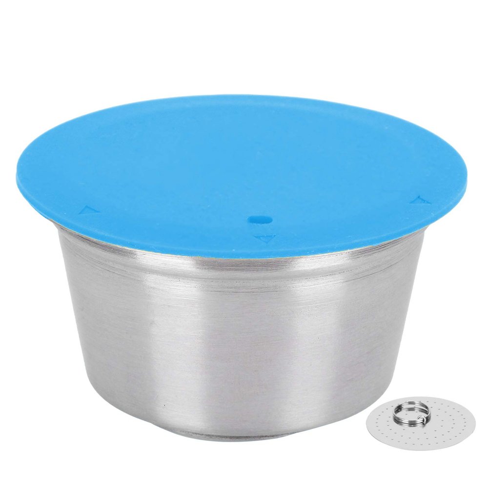 Kuuleyn Coffee Capsule Cup,Refillable Coffee Capsule, Coffee Capsule Stainless Steel Reusable Refillable Filter Cup for Dolce Gusto Coffee Maker (Blue)