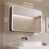 ZXCVBNAS Bathroom MirrorLighted Medicine Cabinet with MirrorAnti-Fog,Bathroom Wall Cabinet with LED LightsBrightness Adjustable, Wall Mounted Makeup MirrorGreyWhite(Gray,W70cm*H70cm) view 2