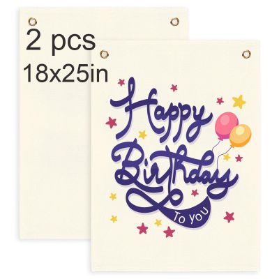 2 pcs sublimation blank canvas banner hanging flag banner for nursery wall decor for kids room decor for boys and girls,canvas banners wall hanging sublimation banners blank