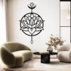 Lotus Mandala Metal Wall Art, Lotus Flower Wall Art, Lotus Flower Wall Decor, Spiritual Wall Decor, Zen Art Wall Decor, Namaste Decor, Yoga Room Wall Decor, Yoga Gift (Black, 29"x48"|74x121cm) view 3