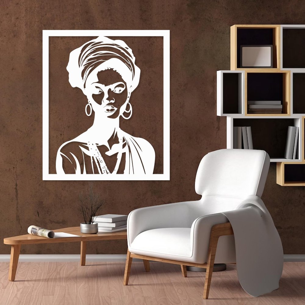 Black Woman Metal Wall Art, Black Women Art Wall Decor, Metal African Wall Art, African Art Wall Decor, African Artwork For Walls, Feminine Wall Art, Wall Decor Living Room (White, 20x24in|51x60cm)