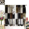 BenYaSong 3D Cow Fur Print Blackout Window Curtain Cowhide Patchwork Plaid Western Farmhouse Animals Vintage Cowboy Style for Home Kitchen Livingroom Coffee Room Window Curtain 2Panel 72" W X 63" L view 3