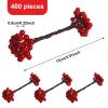 400 Pieces Artificial Holly Berries Christmas Fake Berries on 200 Pieces Wire Stems for Christmas Tree Decorations Craft Flower Wreath DIY Supplies (Wine Red) view 2
