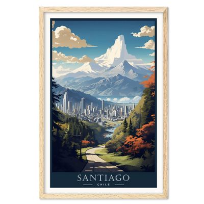 01September Vintage Travel Posters, Santiago Poster, Chile Wall Art, Travel Wall Art, Travel Print, World Travel Poster, Landscape Wall Art, Travel Gift, Home Decor (UNFRAMED)