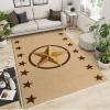 Retro Country Texas Star Area Rug, Brown Simple Stars Indoor Living Room Rugs, Non Slip Low Pile Easy Clean Carpet for Bedroom Dining Room Farmhouse Decor Floor Mat - 4 ft x 6 ft view 2