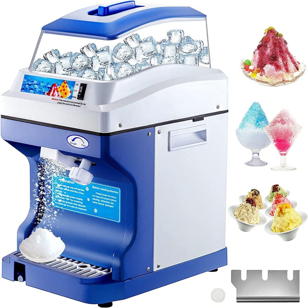 Commercial Ice Shaver Crusher, 441LBS/H Smoothie Blender with 11LBS Hopper, 300W Tabletop Electric Snow Cone Maker 320 RPM Rotate Speed Perfect for Parties Events Snack Bar