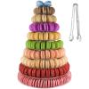 10-Tier Clear Macaron Display Stand, Plastic Macaron Tray Tower with Stainless Steel Serving Tongs, Clear Round Macaron Display Rack, Cupcake Dessert Stand for Weddings, Birthday Parties, Bakeries view 1