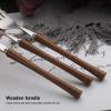 Vintage wooden cutlery set, 18/8 walnut stainless steel faltware set,Retro natural Wooden Handle flatware Set With Silver Mirror Polished Stainless Steel Dinnerware, Silver wooden small waist handle view 4