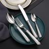 exquisite flatware set for 8, 18/8 stainless steel cutlery set,silver plated with Titanium plated gold, Gold and silver Wheat pattern handleFine Silverware set and Dishwasher Safe view 1