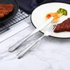 exquisite flatware set for 8, 18/8 stainless steel cutlery set,silver plated with Titanium plated gold, Gold and silver Wheat pattern handleFine Silverware set and Dishwasher Safe view 2