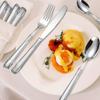 exquisite flatware set for 8, 18/8 stainless steel cutlery set,silver plated with Titanium plated gold, Gold and silver Wheat pattern handleFine Silverware set and Dishwasher Safe view 3