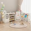 Kids Toy Storage Organizer with 10 Removable Bins, Foldable Toy Organizers and Storage with 3-Tier Bookshelf for Kids Toy Storage Organizer with Drawing Board, Extra 3 Brushes (4 In 1 Off-white) view 1