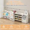 Kids Toy Storage Organizer with 10 Removable Bins, Foldable Toy Organizers and Storage with 3-Tier Bookshelf for Kids Toy Storage Organizer with Drawing Board, Extra 3 Brushes (4 In 1 Off-white) view 2
