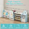 Kids Toy Storage Organizer with 10 Removable Bins, Foldable Toy Organizers and Storage with 3-Tier Bookshelf for Kids Toy Storage Organizer with Drawing Board, Extra 3 Brushes (4 In 1 Light Blue) view 2