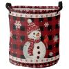 Laundry Basket Snowman Christmas Cardinal Bird Snowflake Red Buffalo Plaid,Waterproof Collapsible Clothes Hamper Xmas Robin,Large Storage Bag for Bedroom Bathroom view 1