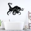 Metal Octopus Wall Art - Beach House Decor, Sea Life Theme - Wall Decor for Living Room, Bedroom, Bathroom (52"x39" | 131x100cm, White) view 2