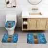 Bathroom Rugs Sets 3 Piece, Soft Absorbent Bath Rugs Pineapple in The Pool, U-Shaped Contour Toilet Rug and Toilet Lid Cover, Non-Slip Bath Mat Carpet for Bathroom Toilet view 1