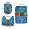 Bathroom Rugs Sets 3 Piece, Soft Absorbent Bath Rugs Pineapple in The Pool, U-Shaped Contour Toilet Rug and Toilet Lid Cover, Non-Slip Bath Mat Carpet for Bathroom Toilet view 2