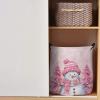 Laundry Basket Christmas Pink Snowman Xmas Tree,Waterproof Collapsible Clothes Hamper Winter Dense Snowflakes,Large Storage Bag for Bedroom Bathroom view 2