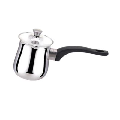 Fenteer Turkish Coffee Pot Butter Warmer Pot Chocolate Melting Pan Universal Coffee Maker Stainless Steel for Office Home Travel, 360ml