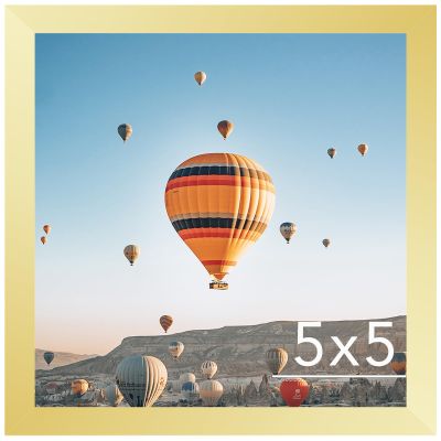 JCJMY 5x5 Picture Frame Gold for Wall Hanging or Tabletop, Wall Mounting Horizontally or Vertically, 5 x 5 Square Wall Gallery Poster Photo Frame with Shatter Resistant Plexiglass, Gold