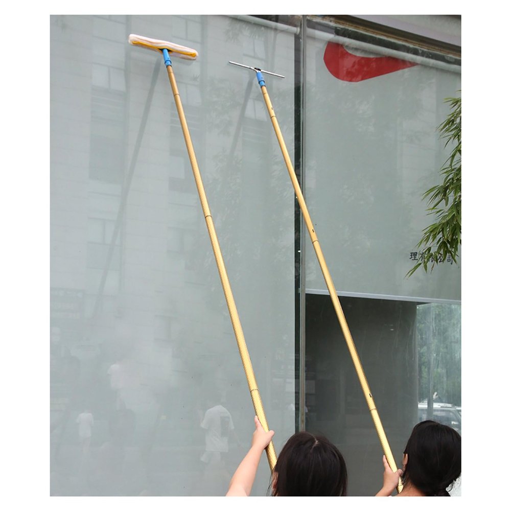 30 34 40 FT High Window Cleaning Rods, Aluminum Alloy Glass Cleaner Tool/ Dust Scraper Poles for Apartment Lobby Shopping Malls, Extendable Windows Washing Kit with Scraper & Organizer Bag(12m/39.4ft)