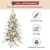 4 FT Pre-Lit Snow Flocked Slim Fir Christmas Tree with 455 PE & PVC Mixed Branch Tips,Artificial Skinny Pencil Xmas Tree with 200 Warm-White Lights & 19 Pine Cones,Hinged Pine Tree with Metal Stand view 3