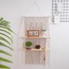 ADFLTFC Macrame Hanging Shelves for Wall, 2 Tier Wall Plant Hanger Shelves with Handmade Woven Rope,Rustic Wood Floating Shelf with Handmade Woven Rope for Kitchen, Bathroom, Home Storage view 1