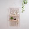 ADFLTFC Macrame Hanging Shelves for Wall, 2 Tier Wall Plant Hanger Shelves with Handmade Woven Rope,Rustic Wood Floating Shelf with Handmade Woven Rope for Kitchen, Bathroom, Home Storage view 4