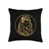 Lion Head With Crown Art Canvas King For Men Women Kids Throw Pillow view 1