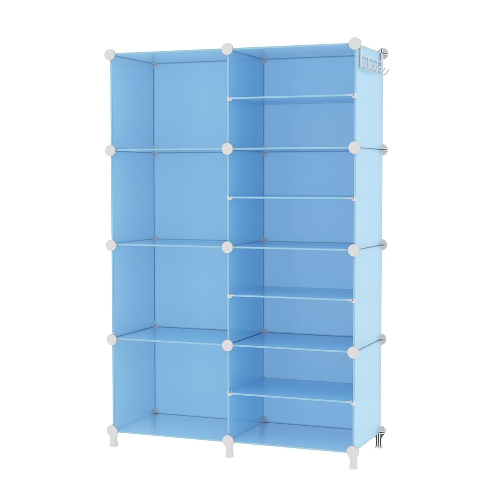 AWTATOS Closet Organizer 8 Cube Storage Shelves Closet Storage Clothes Organizers Stackable Cubby Shelving for Closet Bedroom Living Room Blue