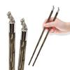 BestySuperStore Wooden Chopsticks 9" Long Coconut Palm Wood Chopstick With Metal Dog Top Eating Utensils Oriental Cutlery Asian Tableware Decorative Dinnerware to Serve Chinese Japanese Korean Food view 1