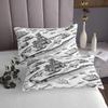 Aircraft Carrier Bedding Set Twin Size,Airplane Tank Print Bedspread,Flying Airplane Seaship Pattern Comforter Set for Kids Boys Teens Men Room Decor,Sketch Black White Quilt Coverlet 2Pcs view 3