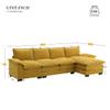 118" Convertible Sectional Sofa, L Shaped Couch with Reversible Chaise, Comfy Chenille 4 Seat Sofa with Double Seat Cushion for Living Room (Ginger) view 2