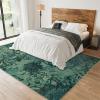 Abstract Green Flower and Grass Area Rug, Retro Line Plants Indoor Non Slip Bedroom Rug, Low Pile Fade Resistant Soft Rug for Living Room Kitchen Dining Room Home Office Floor Mat - 3 ft x 5 ft view 3
