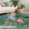 Abstract Green Flower and Grass Area Rug, Retro Line Plants Indoor Non Slip Bedroom Rug, Low Pile Fade Resistant Soft Rug for Living Room Kitchen Dining Room Home Office Floor Mat - 3 ft x 5 ft view 4