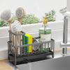 Cisily Sponge Holder for Kitchen Sink, Sink Caddy Organizer with High Brush Holder, Kitchen Countertop Organizers and Storage Essentials, Rustproof 304 Stainless Steel (Dark Grey, 9.25) view 1