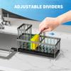 Cisily Sponge Holder for Kitchen Sink, Sink Caddy Organizer with High Brush Holder, Kitchen Countertop Organizers and Storage Essentials, Rustproof 304 Stainless Steel (Dark Grey, 9.25) view 2
