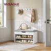 VASAGLE Shoe Bench with Cushion, Storage Bench with Padded Seat, Entryway Bench with 3 Storage Compartments, 11.8 x 23.6 x 17.3 Inches, for Bedroom, Living Room, Cloud White ULHS020W01 view 2