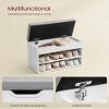 VASAGLE Shoe Bench with Cushion, Storage Bench with Padded Seat, Entryway Bench with 3 Storage Compartments, 11.8 x 23.6 x 17.3 Inches, for Bedroom, Living Room, Cloud White ULHS020W01 view 4