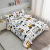 Smell Sunshine Cartoon Car Comforter Set Kids Construction Printed Bedding Set with 1 Comforter and 2 Pillowcases for Boys and Girls Bedroom All Season(Car Full) view 2