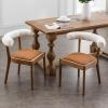 chairus Mid Century Dining Chairs Set of 2 Comfy PU Wooden Side Chairs with White Sherpa Upholstered Curved Open Back Farmhouse Kitchen Chair Sets for Living Room/Reception Room, Brown view 2