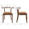 chairus Mid Century Dining Chairs Set of 2 Comfy PU Wooden Side Chairs with White Sherpa Upholstered Curved Open Back Farmhouse Kitchen Chair Sets for Living Room/Reception Room, Brown view 3